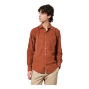 Corduroy Shirt met Badge Borduurwerk Massimo Alba , Orange , Heren