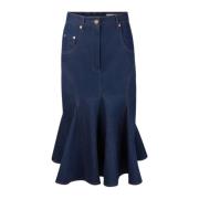 Blauwe Denim Midi Rok Nina Ricci , Blue , Dames