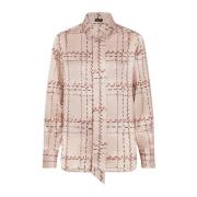 Geometrisch Print Zijden Shirt Kiton , Pink , Dames