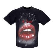 Rock Mouth Print Zwart T-shirt Vision OF Super , Black , Heren