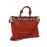 Pre-owned Leather handbags Burberry Vintage , Orange , Dames