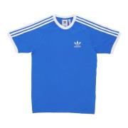 3 Stripes Tee Blauwe Vogel/Wit Adidas , Blue , Heren