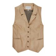 Pinstripe Vest met Kraag en Zakken Munthe , Brown , Dames