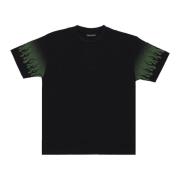 Flames Tee Heren T-shirt Zwart/groen Vision OF Super , Black , Heren