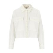 Witte Cropped Shirt met Zakken Max Mara Weekend , White , Dames