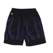 Zwart/Paarse Jogger Shorts Lichtgewicht Stof Octopus , Black , Heren