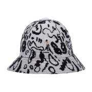 Jacquard Gebreide Bucket Hoed Wit/Zwart Kangol , Multicolor , Heren