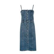 Denim Bustier Jurk met Korset Design Levi's , Blue , Dames