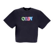 Zwarte Crop Tee met Logo Print Obey , Black , Dames