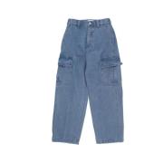 Cargo Denim Broek Wijde Pijpen Obey , Blue , Heren