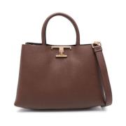 Gestructureerde Leren Schoudertas Bruin Tod's , Brown , Dames