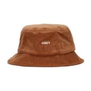 Stoere Cord Bucket Hat Bruin Obey , Brown , Heren