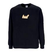 Zwarte Crewneck Sweatshirt met cursief HUF , Black , Heren