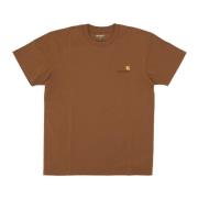 Script Tee Soft Fit Geborduurd Logo Carhartt Wip , Brown , Heren