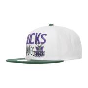 Milwaukee Bucks Platte Klep Snapback Pet Mitchell & Ness , White , Her...