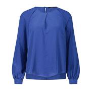 Satin Blouse Losse Pasvorm Ronde Hals Luisa Cerano , Blue , Dames