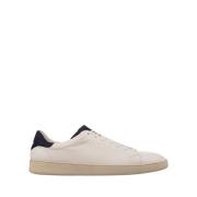 Witte Leren Lage Sneakers met Blauw Suède Kiton , White , Heren