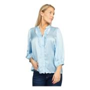 Blauwe Sumba Zijden Blouse 2-Biz , Blue , Dames