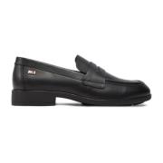 Zwarte Leren Instaploafers Tommy Hilfiger , Black , Dames