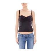 Top met verstelbare bandjes en kantinzetten John Galliano , Black , Da...