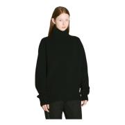 Wollen Vissers Trui V-Hals Ribboorden Rick Owens , Black , Dames