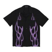 Flames All Over Short Sleeve Shirt Vision OF Super , Black , Heren