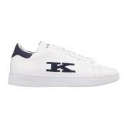 Witte Sneakers met Blauwe Suède Hiel Kiton , White , Heren