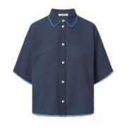 Rhodes Blouse in Peacoat Katoen Nué Notes , Blue , Dames