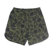 Bloemenprint Elastische Taille Shorts New Era , Green , Heren