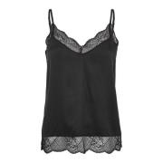 Elegant Silk Lace Singlet Blouse Zwart MOS Mosh , Black , Dames