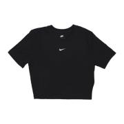 Essential Slim-fit Crop Tee Zwart/Wit Nike , Black , Dames