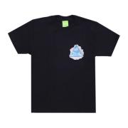 Zwarte Crew Neck Tee met Logo HUF , Black , Heren