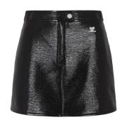 Zwarte Vinyl Mini Rok Courrèges , Black , Dames