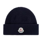 Wollen muts met logo Moncler , Blue , Heren