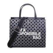 Zwarte Geometrische Print Tas V73 , Black , Dames