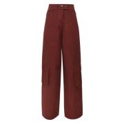 Bruine Leren Broek met Zakken Andamane , Brown , Dames