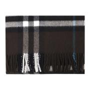 Geruit Cashmere Sjaal met Franjes Burberry , Black , Dames