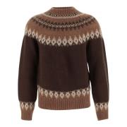 Geometrisch Patroon Wollen Blend Ronde Hals Sweater Dsquared2 , Brown ...