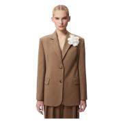 Beige Klassieke Single-Breasted Blazer Bizuu , Brown , Dames