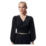 Wrap Style Women's Blouse Bizuu , Black , Dames