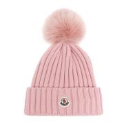 Wollen muts met pompon Moncler , Pink , Dames