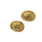 Pre-owned Metal earrings Chanel Vintage , Yellow , Dames