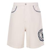 Roomwit Katoen Knoopsluiting Shorts Drole de Monsieur , Beige , Heren