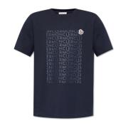 T-shirt met logo Moncler , Blue , Heren