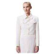 Elegante Katoenen Damesjas Bizuu , White , Dames