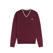 Klassieke V-hals trui Bourgondië Fred Perry , Red , Heren