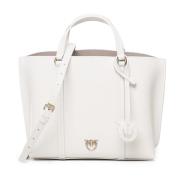 Klassieke Leren Shopper Tas in Wit Pinko , White , Dames