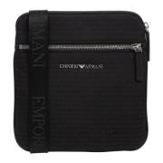 Logo Crossbody Tas met Verstelbare Band Emporio Armani , Black , Heren