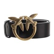 Leren Love Birds Riem Zwart Pinko , Black , Dames