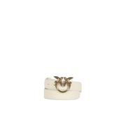 Wit Leren Logo Gesp Riem Pinko , White , Dames